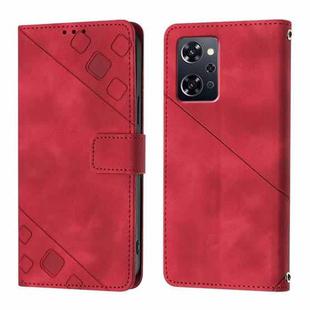 For OPPO Reno9 A JP Version Skin-feel Embossed Leather Phone Case(Red)