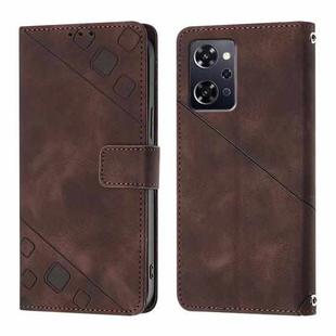 For OPPO Reno9 A JP Version Skin-feel Embossed Leather Phone Case(Brown)