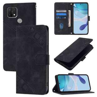 For OPPO A15 / A15s / A35 2021 Skin-feel Embossed Leather Phone Case(Black)