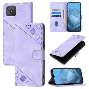 For OPPO A92s Skin-feel Embossed Leather Phone Case(Light Purple)