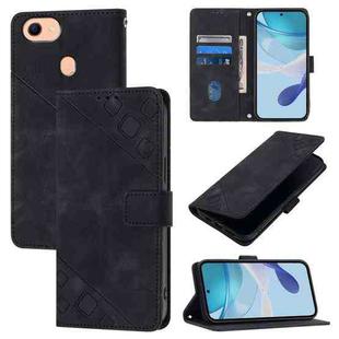 For OPPO F17 / A73 2020 4G Global Skin-feel Embossed Leather Phone Case(Black)