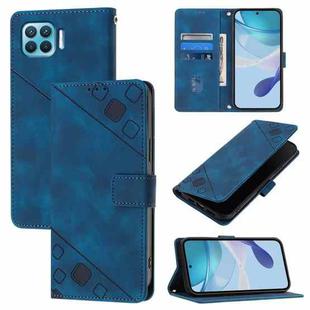 For OPPO Reno4 Lite / Reno4 F Skin-feel Embossed Leather Phone Case(Blue)