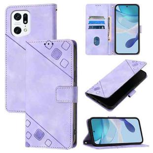 For OPPO Find X5 Pro Skin-feel Embossed Leather Phone Case(Light Purple)