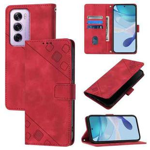 For OPPO Reno12 Pro Global Skin-feel Embossed Leather Phone Case(Red)