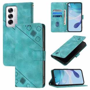 For OPPO Reno12 5G Global Skin-feel Embossed Leather Phone Case(Green)