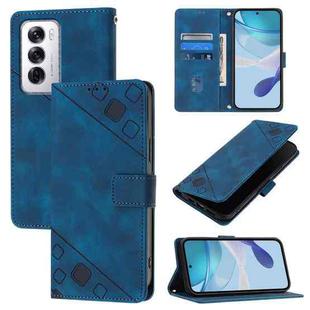 For OPPO Reno12 5G Global Skin-feel Embossed Leather Phone Case(Blue)