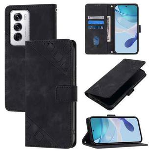 For OPPO Reno12 5G Global Skin-feel Embossed Leather Phone Case(Black)