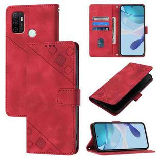 For OPPO A11s 4G Skin-feel Embossed Leather Phone Case(Red)