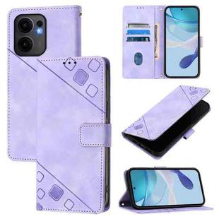 For OPPO Reno13 F 5G Global Skin-feel Embossed Leather Phone Case(Light Purple)