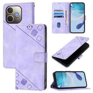 For OPPO A5 Pro 5G Global Skin-feel Embossed Leather Phone Case(Light Purple)