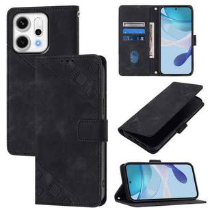 For OPPO Reno14 5G Global Skin-feel Embossed Leather Phone Case(Black)