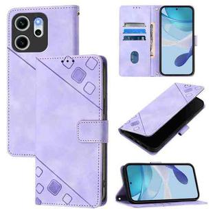 For OPPO Reno14 F 5G Skin-feel Embossed Leather Phone Case(Light Purple)