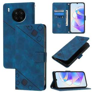 For Huawei Nova 8i Skin Feel Embossed Leather Phone Case(Blue)