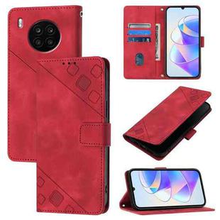 For Huawei Nova 8i Skin Feel Embossed Leather Phone Case(Red)