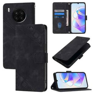 For Huawei Nova 8i Skin Feel Embossed Leather Phone Case(Black)