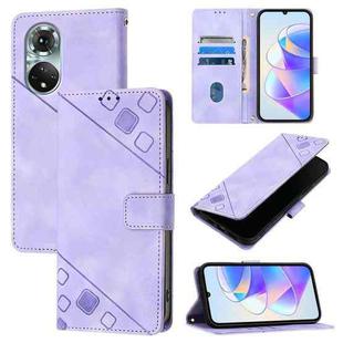 For Huawei Nova 9 Skin Feel Embossed Leather Phone Case(Light Purple)