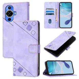 For Huawei Nova 12s Global Skin Feel Embossed Leather Phone Case(Light Purple)