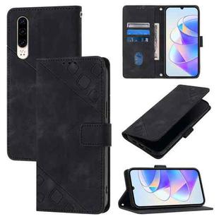 For Huawei P30 Skin Feel Embossed Leather Phone Case(Black)