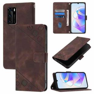 For Huawei P40 Skin Feel Embossed Leather Phone Case(Brown)
