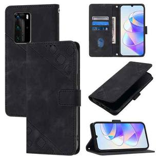 For Huawei P40 Pro Skin Feel Embossed Leather Phone Case(Black)