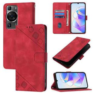 For Huawei P60 / P60 Pro Skin Feel Embossed Leather Phone Case(Red)