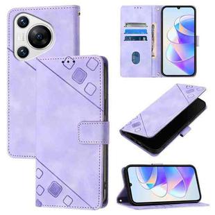 For Huawei Pura 70 Skin Feel Embossed Leather Phone Case(Light Purple)