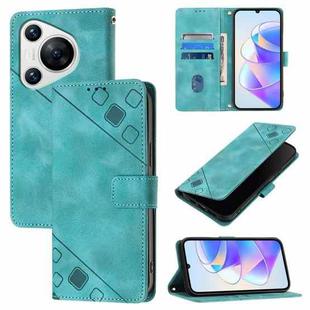 For Huawei Pura 70 Skin Feel Embossed Leather Phone Case(Green)