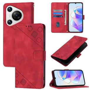 For Huawei Pura 70 Skin Feel Embossed Leather Phone Case(Red)