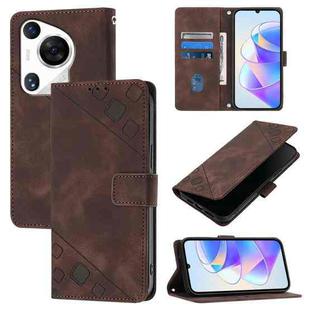 For Huawei Pura 70 Pro Skin Feel Embossed Leather Phone Case(Brown)