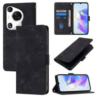 For Huawei Pura 70 Pro Skin Feel Embossed Leather Phone Case(Black)