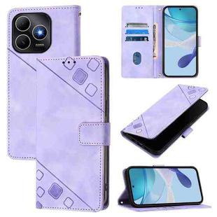 For Huawei Enjoy 80s 4G Skin Feel Embossed Leather Phone Case(Light Purple)