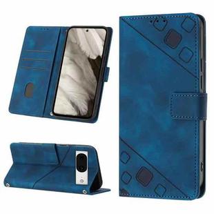 For Google Pixel 8 Skin-feel Embossed Leather Phone Case(Blue)