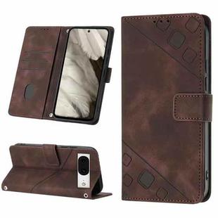 For Google Pixel 8 Skin-feel Embossed Leather Phone Case(Brown)