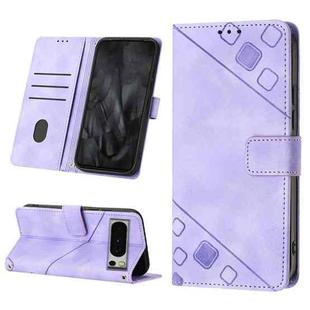 For Google Pixel 8 Pro Skin-feel Embossed Leather Phone Case(Light Purple)