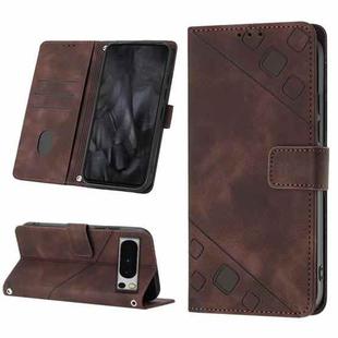 For Google Pixel 8 Pro Skin-feel Embossed Leather Phone Case(Brown)