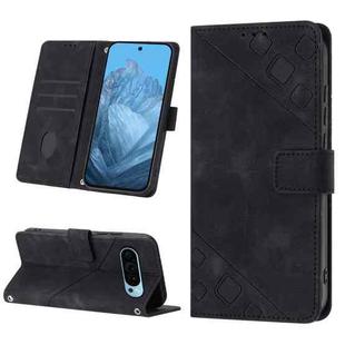 For Google Pixel 9 Skin-feel Embossed Leather Phone Case(Black)