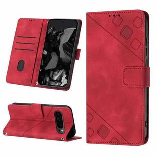 For Google Pixel 9 Pro Skin-feel Embossed Leather Phone Case(Red)