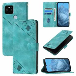 For Google Pixel 5 XL / Pixel 4a 5G Skin-feel Embossed Leather Phone Case(Green)