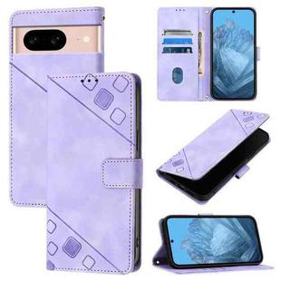 For Google Pixel 8a Skin-feel Embossed Leather Phone Case(Light Purple)