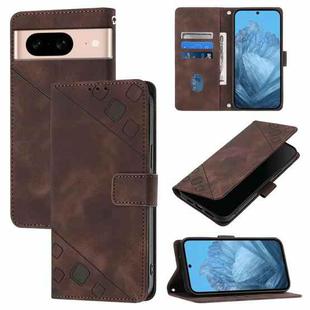 For Google Pixel 8a Skin-feel Embossed Leather Phone Case(Brown)