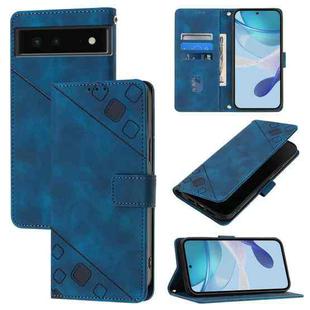 For Google Pixel 6 Skin-feel Embossed Leather Phone Case(Blue)