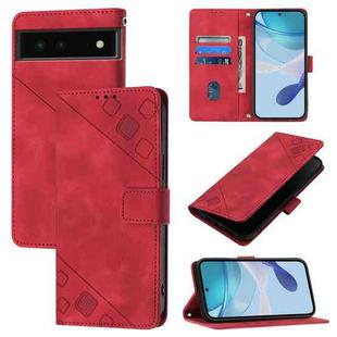 For Google Pixel 6 Skin-feel Embossed Leather Phone Case(Red)