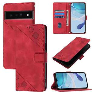 For Google Pixel 6 Pro Skin-feel Embossed Leather Phone Case(Red)