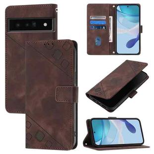 For Google Pixel 6 Pro Skin-feel Embossed Leather Phone Case(Brown)