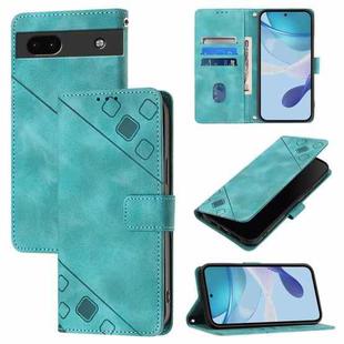 For Google Pixel 6a Skin-feel Embossed Leather Phone Case(Green)