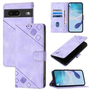 For Google Pixel 7 5G Skin-feel Embossed Leather Phone Case(Light Purple)