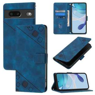 For Google Pixel 7 5G Skin-feel Embossed Leather Phone Case(Blue)