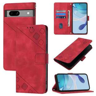For Google Pixel 7a Skin-feel Embossed Leather Phone Case(Red)