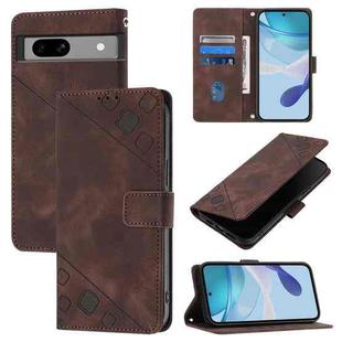 For Google Pixel 7a Skin-feel Embossed Leather Phone Case(Brown)