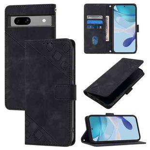 For Google Pixel 7a Skin-feel Embossed Leather Phone Case(Black)